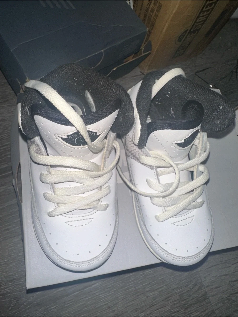 Nike Kids White and Gray High-Top Sneakers
